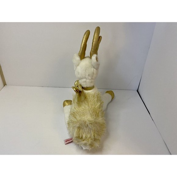 Russ Berrie GLISTEN White & Gold Reindeer‎ Plush 14” Christmas Bells Stuffed - Picture 4 of 8